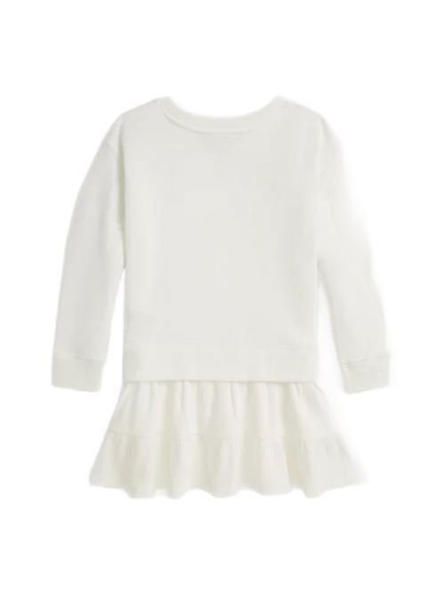 Abito da bambina in felpa di misto cotone, maniche lunghe, BEAR, colore cream. POLO RALPH LAUREN | 312981086001